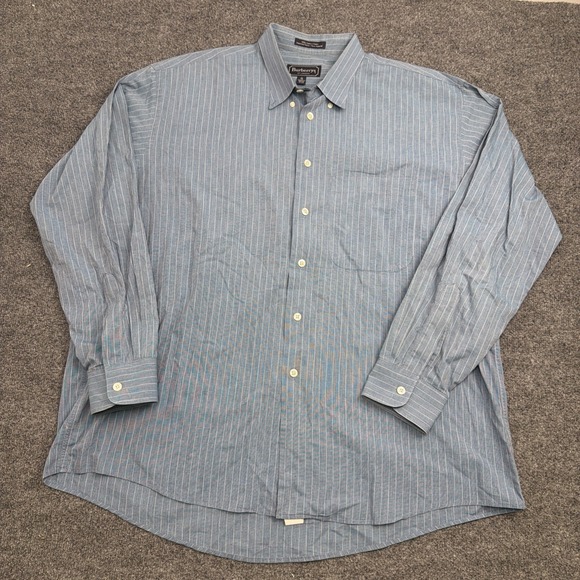 Burberry Other - VTG Burberrys Men XL Striped Button Down Shirt Blue White Cotton Made In USA